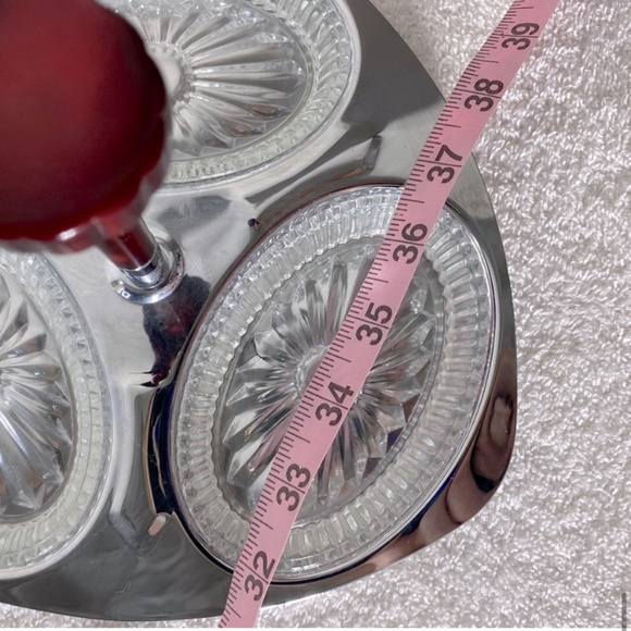 Vintage Glo Hill Gourmates Chrome Serving Tray W Bakelite Handle & Glass Dishes - Picture 13 of 15